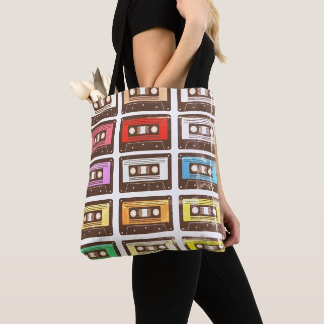 Bolsa Tote Rainbow Cassettes Vintage Cassette Tape Mixtape (Close Up)