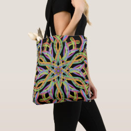 Bolsa Tote Rainbow Colored String Rope Pattern Art