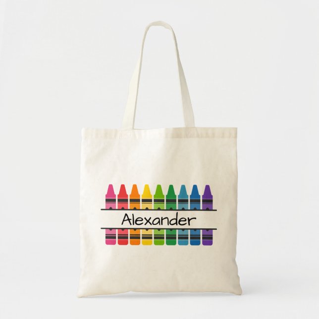 Bolsa Tote Rainbow Crayons coloridos personalizados (Frente)