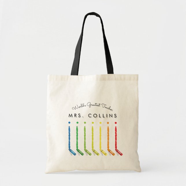 Bolsa Tote Rainbow Crayons Professor de jardim de infância -  (Frente)