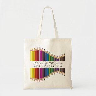 Bolsa Tote Rainbow Crayons Professor de jardim de infância - 