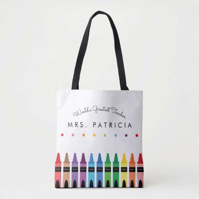 Bolsa Tote Rainbow Crayons Professor de jardim de infância -  (Frente)