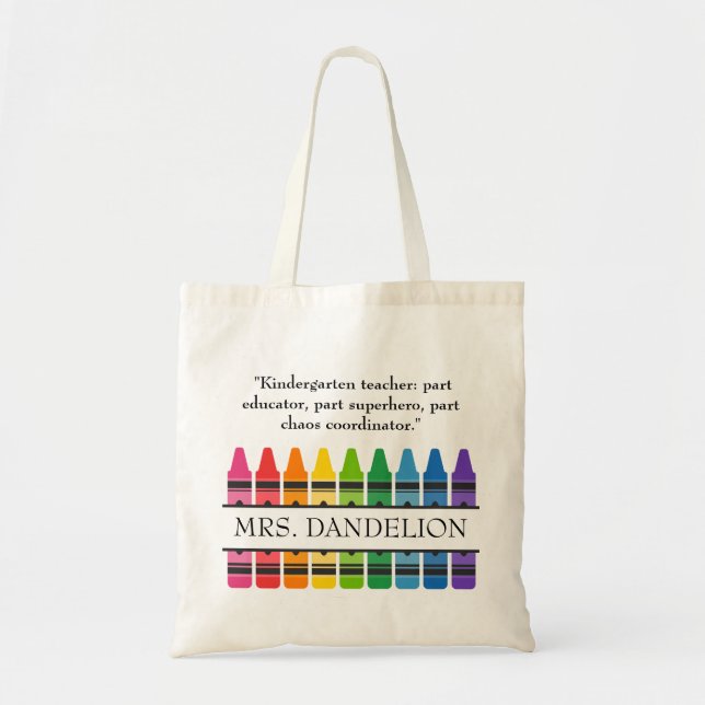 Bolsa Tote Rainbow Crayons Professor de jardim de infância Do (Frente)