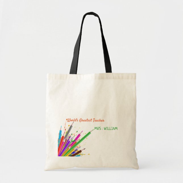 Bolsa Tote Rainbow Crayons Professor de jardim de infância Do (Frente)