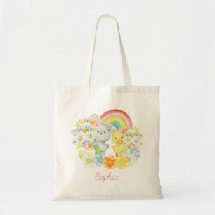 Bolsa Tote Rainbow Easter Bunny e Pintinho