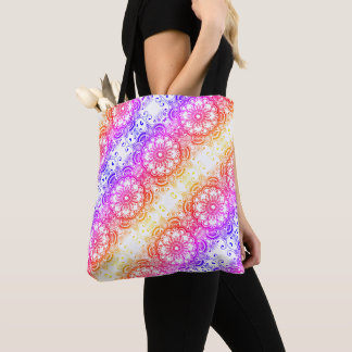 Bolsa Tote Rainbow Flower Mandala Padrão 3