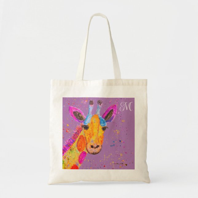 Bolsa Tote Rainbow Giraffe Watercolor Nature Selle Animal To (Frente)