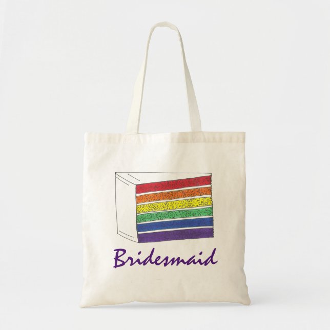 Bolsa Tote Rainbow Layer Cake Bridesmaid Orgulho LGBT (Frente)
