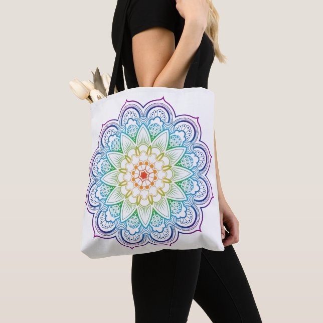 Bolsa Tote Rainbow mandala (Close Up)