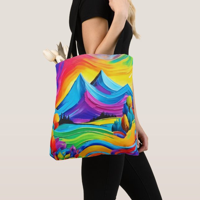 Bolsa Tote Rainbow Mountain Majestade Art (Close Up)