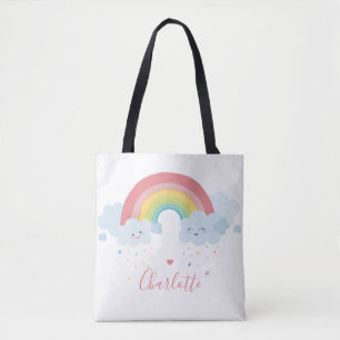 Bolsa Tote RAINBOW nuvens bonitinhas bonito cores pastel nome