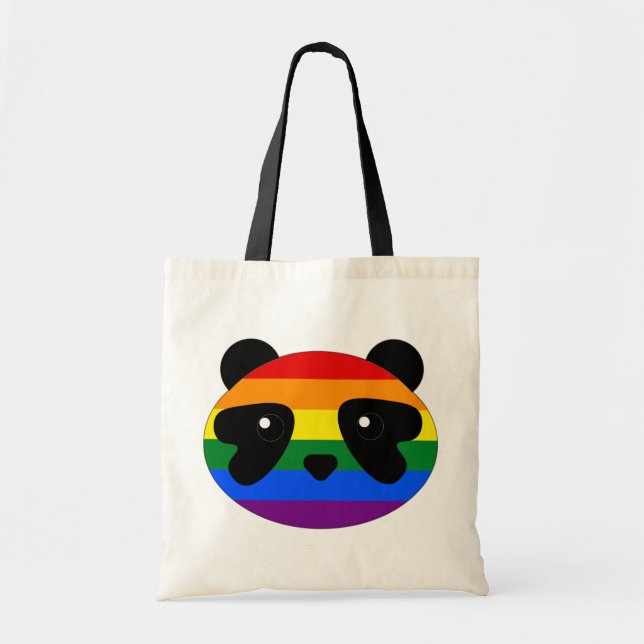 Bolsa Tote Rainbow Panda, LGBTQ Panda, Queer Panda - Orgulho (Frente)