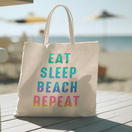 Bolsa Tote Rainbow Pride Eat Sleep Beach Repete