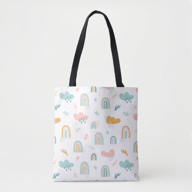 Bolsa Tote Rainbow & Rain Cloud Patterno (Frente)