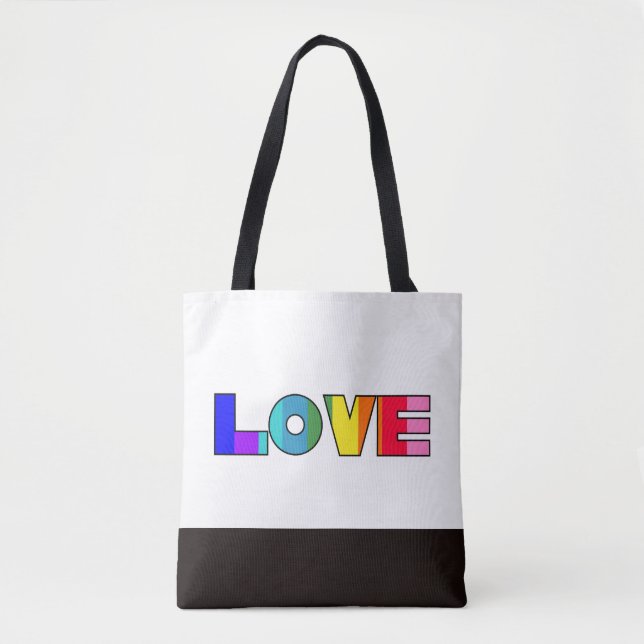 Bolsa Tote Rainbow Stripes Love (Frente)