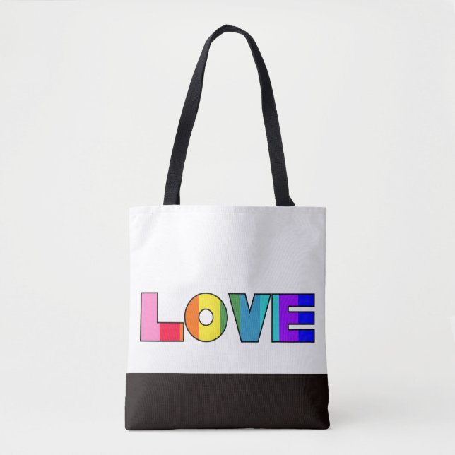 Bolsa Tote Rainbow Stripes Love (Frente)