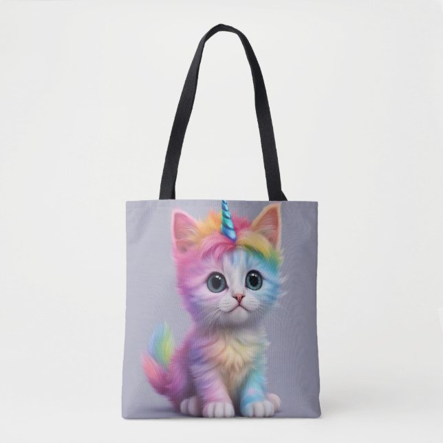 Bolsa Tote Rainbow Unicorn Kitten (Frente)
