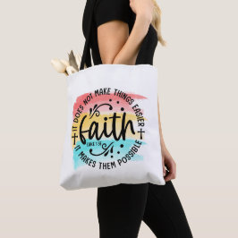 Bolsa Tote Rainbow Watercolor Faith Luke 1:37 Bíblia cristã