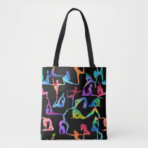 Bolsa Tote Rainbow Watercolor Yoga Poses
