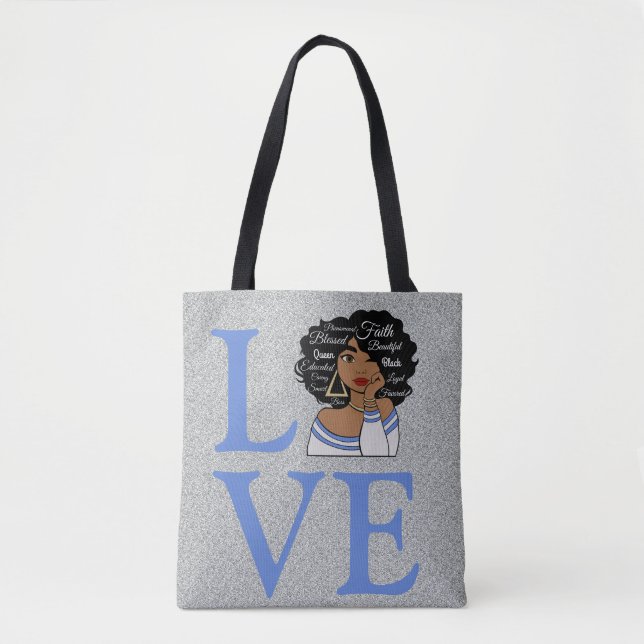 Bolsa Tote Rainha Africana Silver Glitter (Frente)