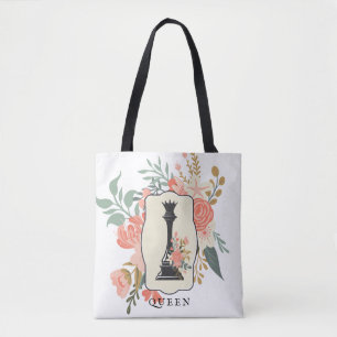 Bolsa Tote Rainha   Chess Lover   Xadrez Floral