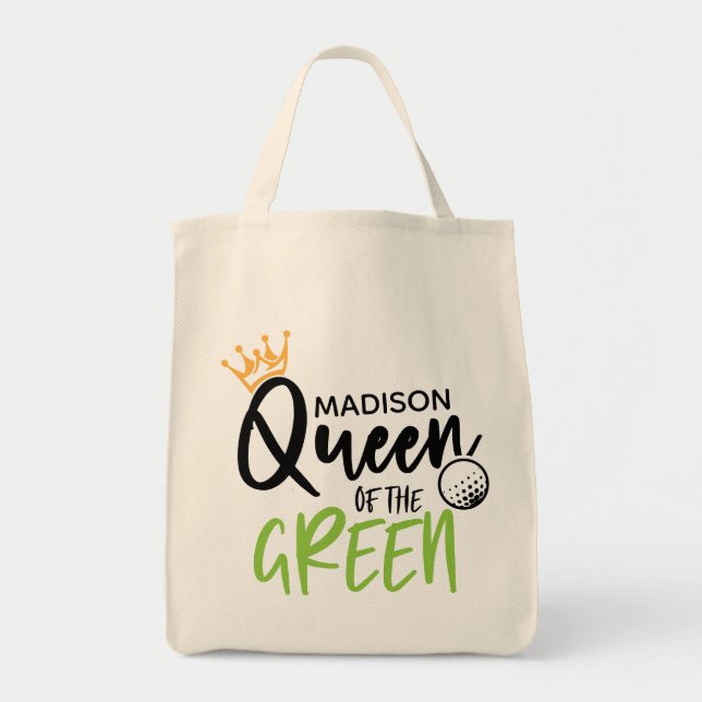 Bolsa Tote Rainha De Golfe Do Moderno Engraçado Verde Persona (Frente)