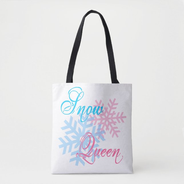 Bolsa Tote Rainha de Neve e flocos de neve elegantes (Frente)