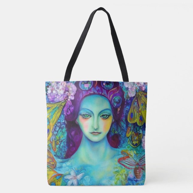 Bolsa Tote Rainha Fada Encantada com Borboletas (Frente)