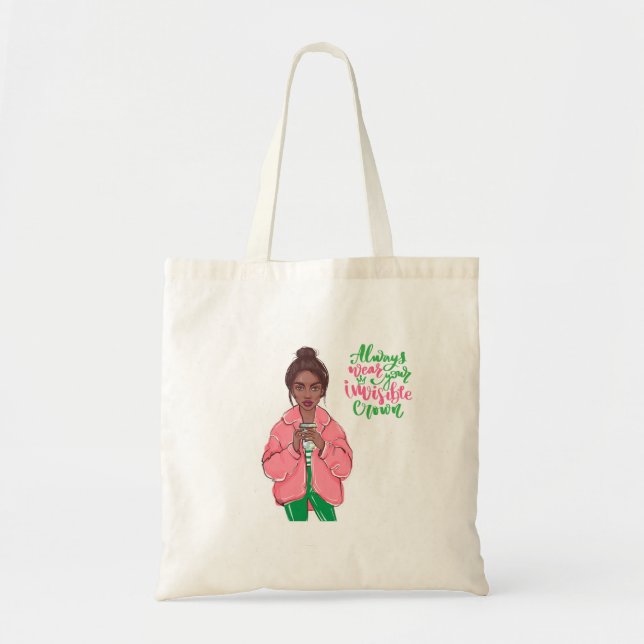 Bolsa Tote Rainha Rosa e Verde (Frente)