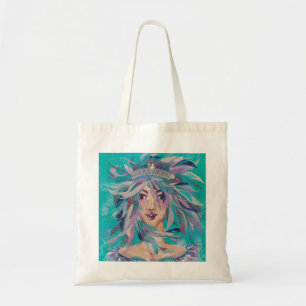 Bolsa Tote Rainha Safine Azul Roxo Sereia Oceânica Princesa