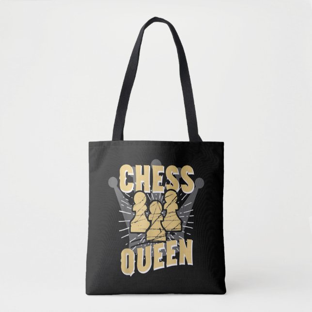 Bolsa Tote Rainhas do Xadrez - Presente para Crianças e Mulhe (Frente)