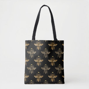 Bolsa Tote Rainhas Douradas Abelhas de Preto