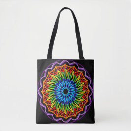 Bolsa Tote Raio-Arco-Íris Mandala - Cores vibrantes