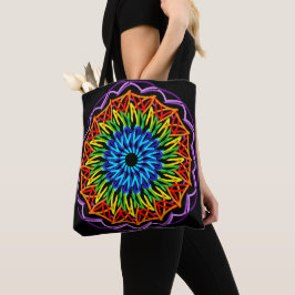 Bolsa Tote Raio-Arco-Íris Mandala - Cores vibrantes