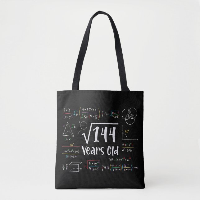 Bolsa Tote Raiz Quadrada dos presentes de 144 12 de aniversár (Frente)
