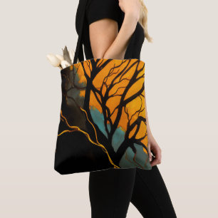 Bolsa Tote Raízes Douradas e Árvore do Crepúsculo