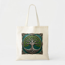 Bolsa Tote Raízes Prateadas da Eternidade – Árvore da Vida.