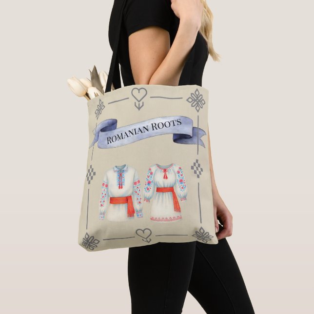 Bolsa Tote Raízes Romenas Traje Folclórico Atuendo Tradiciona (Close Up)