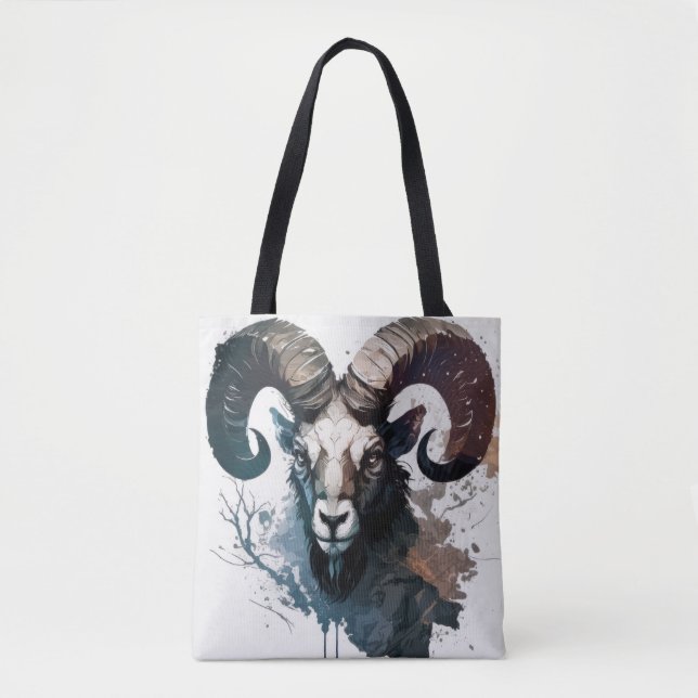 Bolsa Tote Ram Retrait Animal Painting Willife Outdoor Art (Frente)