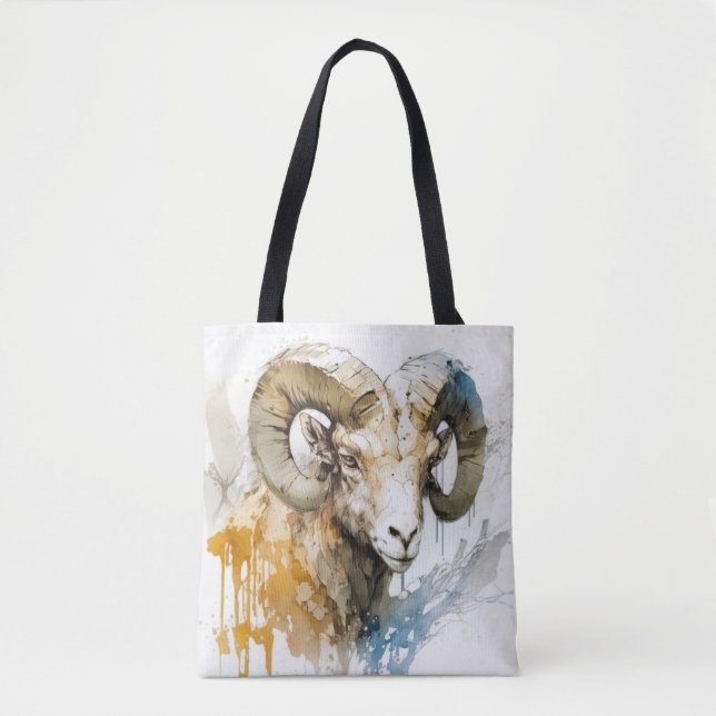 Bolsa Tote Ram Retrait Animal Painting Willife Outdoor Art (Frente)