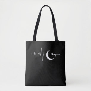 Bolsa Tote Ramadã Moon Islam Heart beat Crescent Muçulmano
