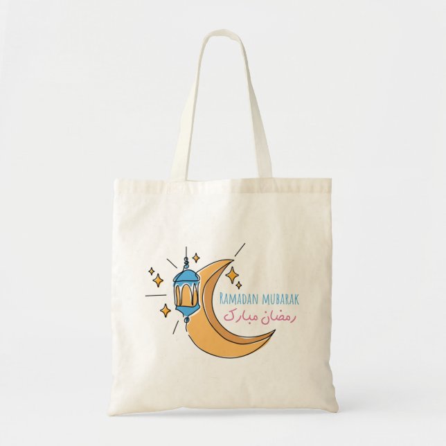 Bolsa Tote Ramadan mubarak, arte da linha Ramadan mubarak (Frente)