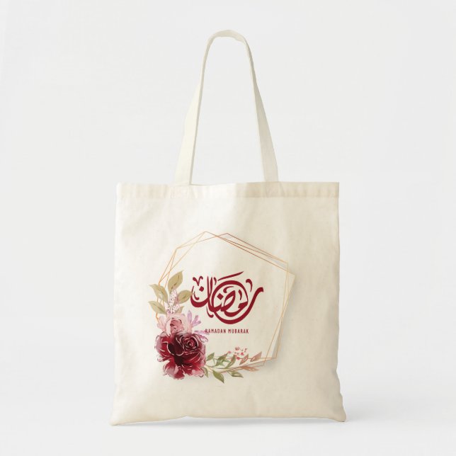 Bolsa Tote Ramadan Mubarak Watercolor Floral (Frente)