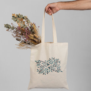 Bolsa Tote Ramais bonito de aquarelas - turquesa e vermelho