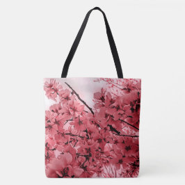 Bolsa Tote Ramais de Cereja Ornamentais Rosa Estilizados