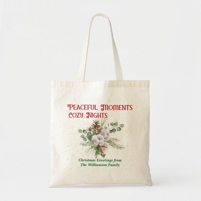 Bolsa Tote Ramalhete de Amentilhos de Salgueiro no Natal (Frente)