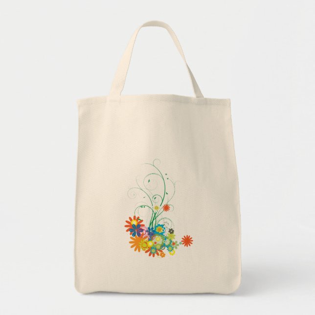 Bolsa Tote ramalhetes de flores de redemoinhos vetor (Frente)