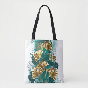 Bolsa Tote Ramificação com Ouro deixa Ginko Biloba