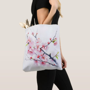Bolsa Tote Ramo de Flores de Cerejeira Rosa