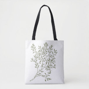Bolsa Tote 'Ramo de Oliveira Botânico' Minimalista Natural Ec